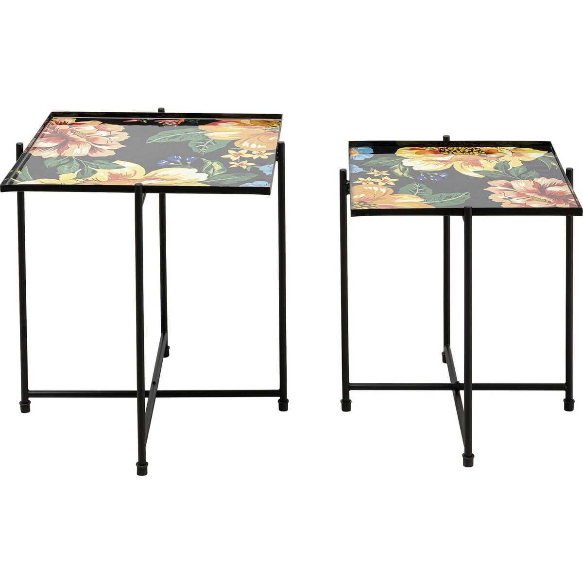 KARE Design Table d&#039;appoint Flowers Garden Square (lot de 2)  