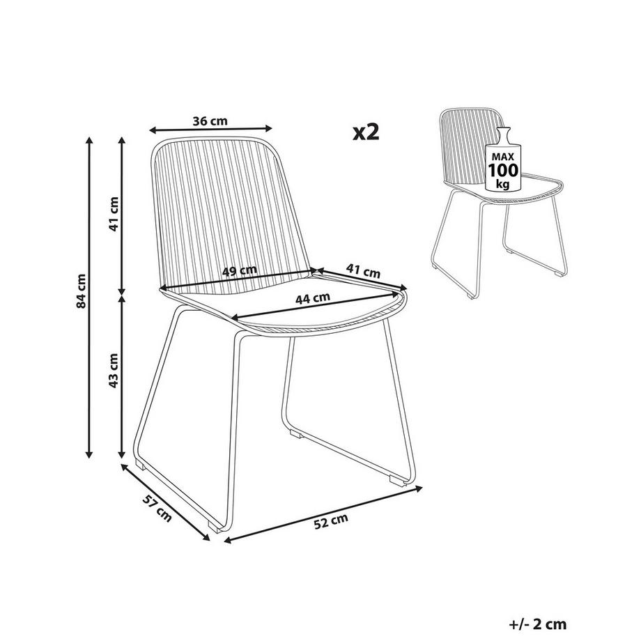Beliani Set di 2 sedie da pranzo en Acciaio Glamour PENSACOLA  