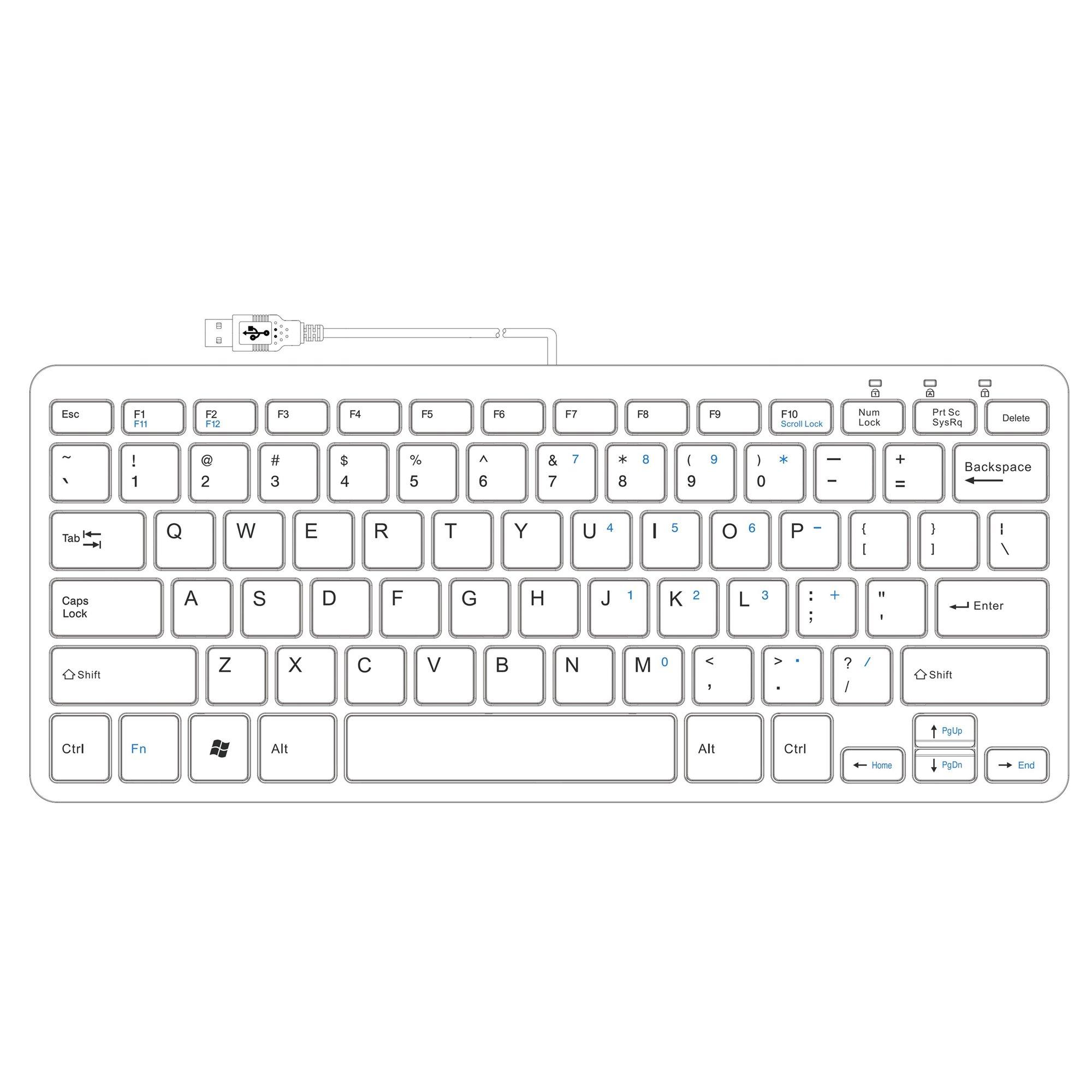 R-GO Tools  Compact R-Go Clavier , QWERTY (US), blanc, filaire 