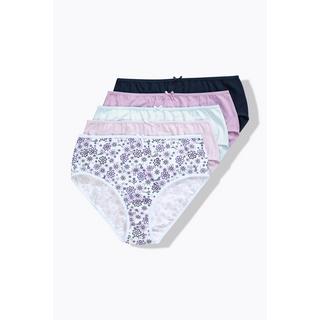 Ulla Popken Slip Midi Confezione da 5 Fiori Tinta Unita Taglio Alto  