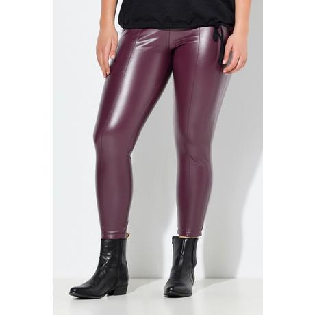 Ulla Popken Leggings Lederoptik Schmales Bein Elastikbund  