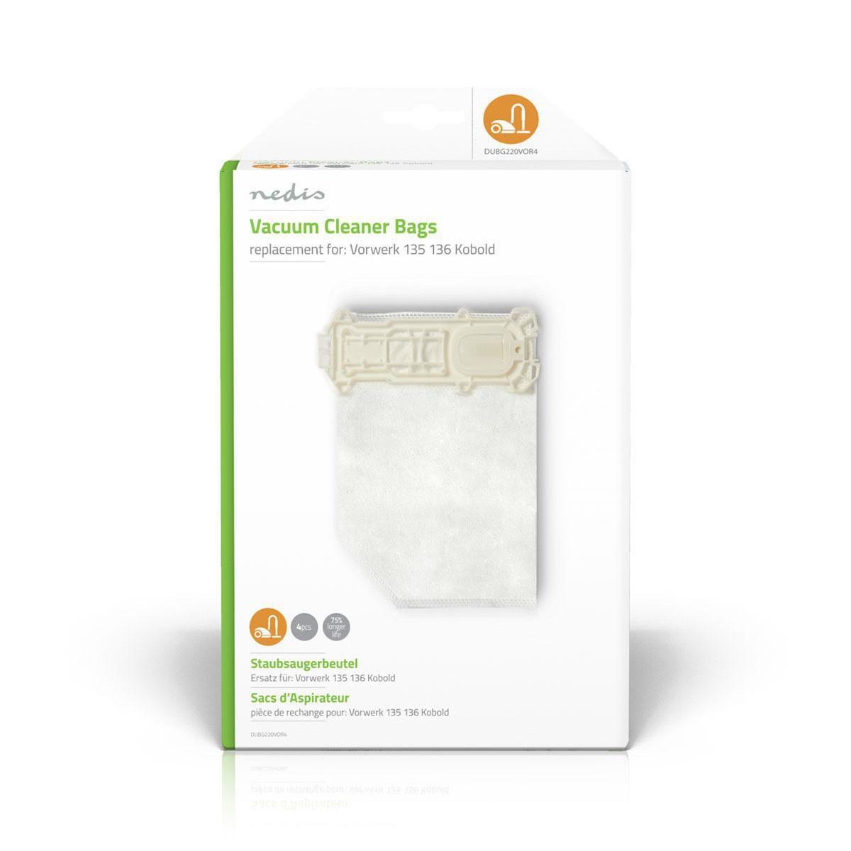 Nedis Sacchetto per aspirapolvere | 4 pz. | Sintetico | Più venduto per: Vorwerk 135136 Kobold | Bianco  