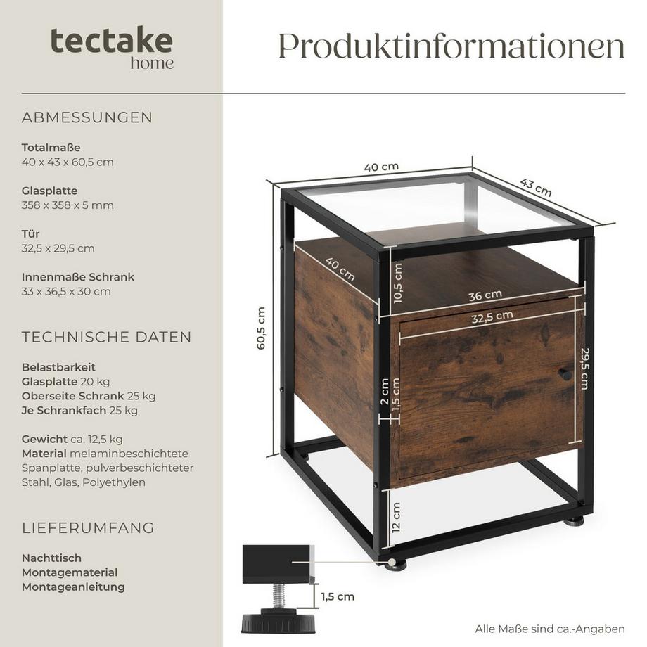 Tectake Nachttisch Dudley  