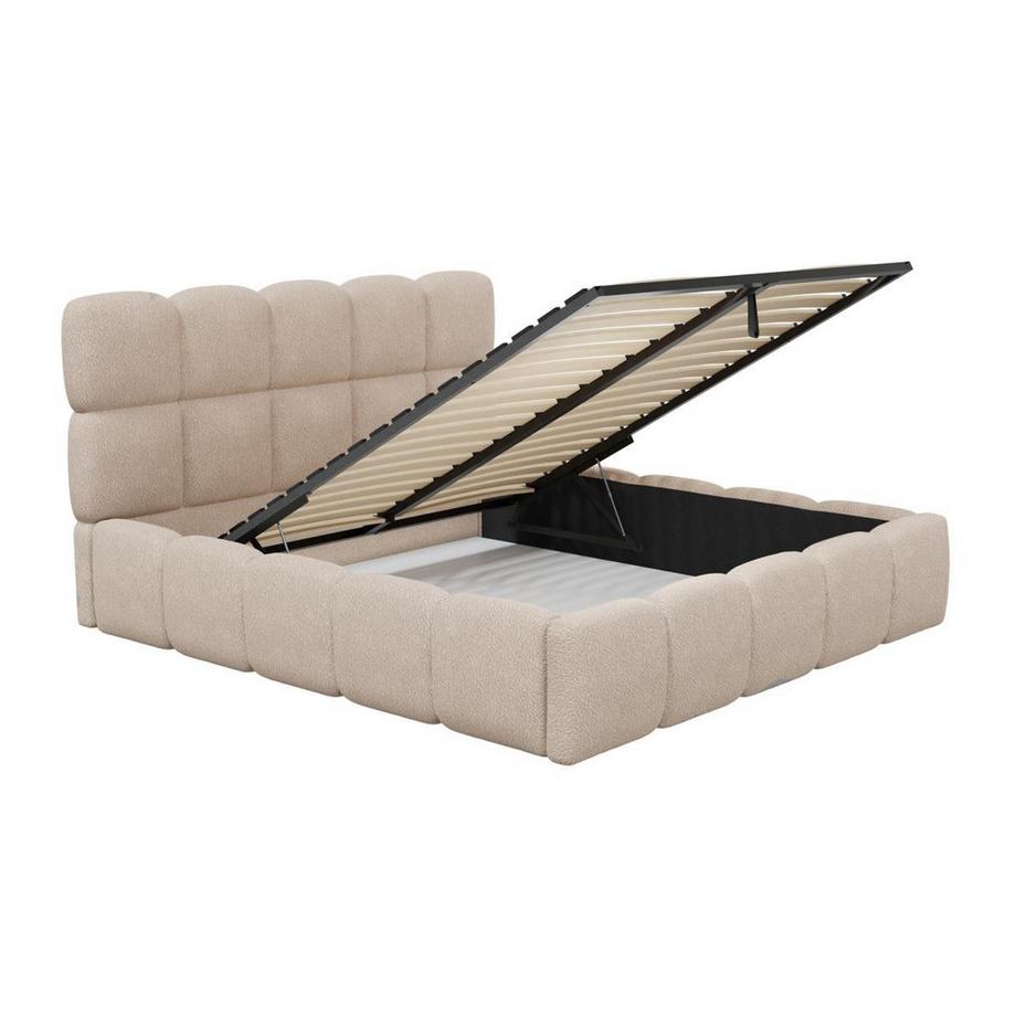 PASCAL MORABITO Letto con contenitore 140 x 190 cm Tessuto bouclette Beige - DAMADO di Pascal Morabito  