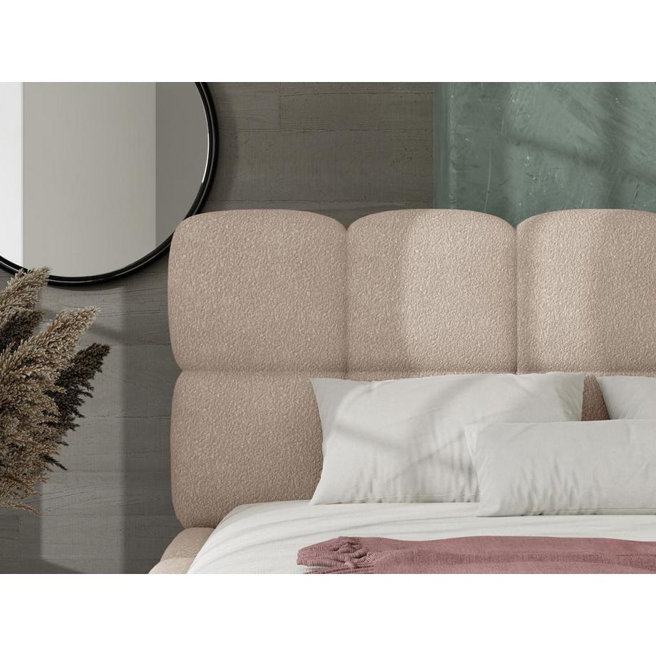 PASCAL MORABITO Letto con contenitore 140 x 190 cm Tessuto bouclette Beige - DAMADO di Pascal Morabito  