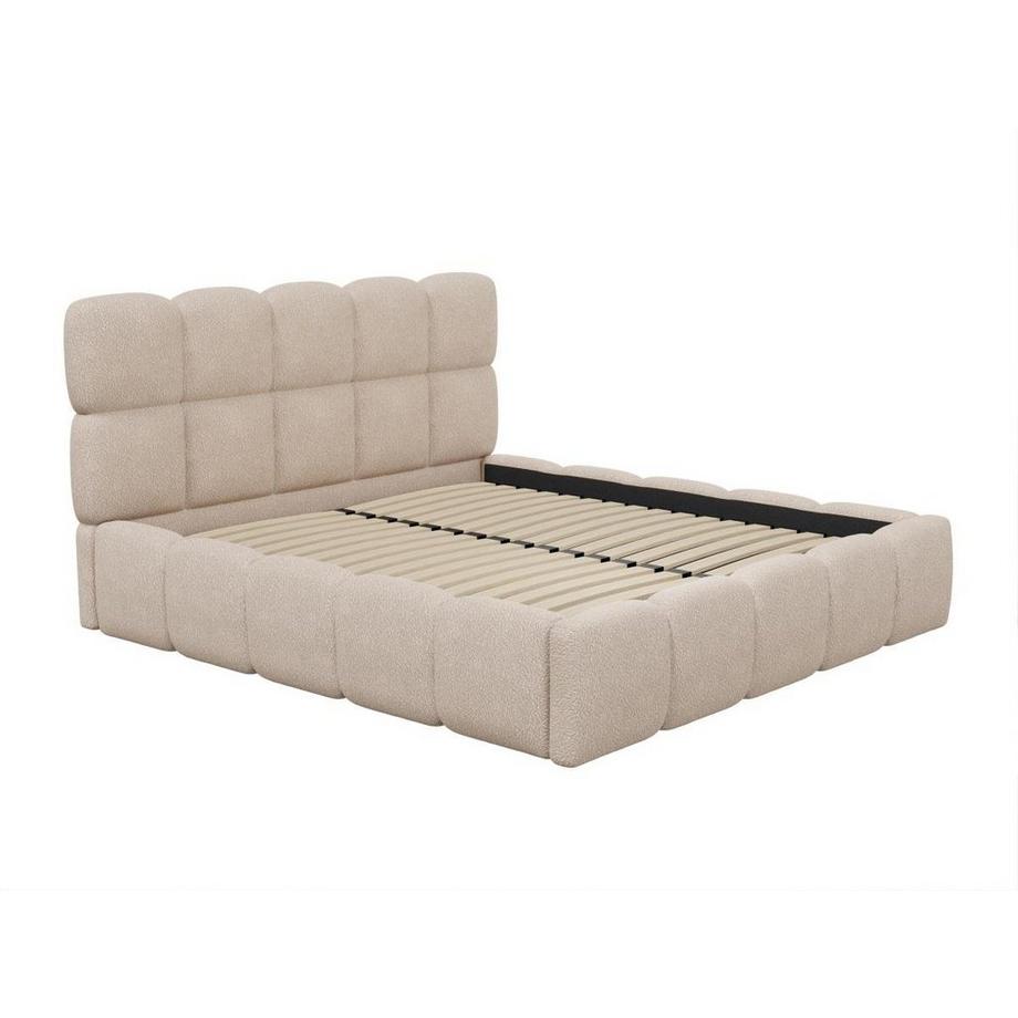 Lit coffre - 140 x 190 cm - Tissu bouclette - Beige - DAMADO de Pascal Morabito