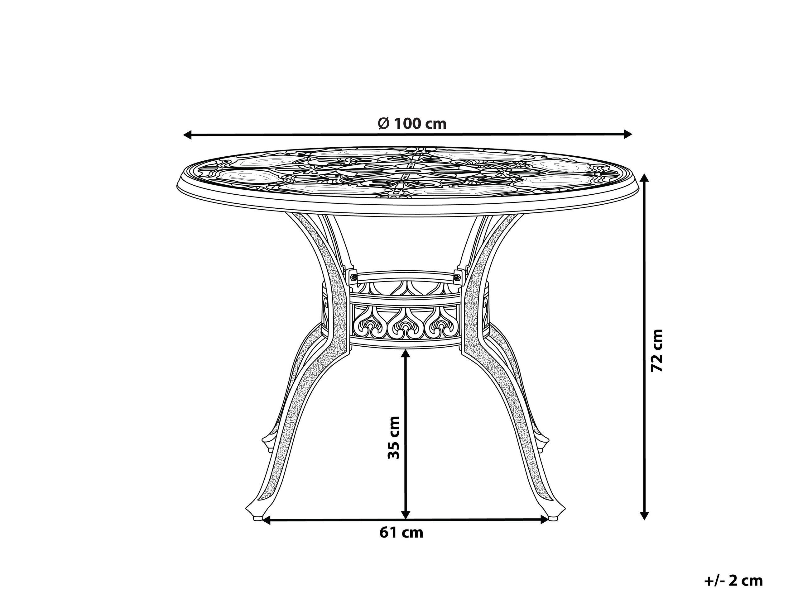 Beliani Table de jardin en Aluminium Rétro SAPRI  