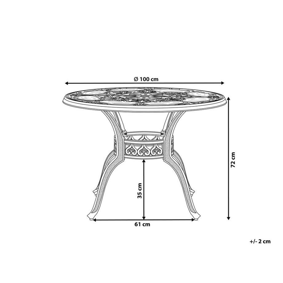 Beliani Table de salle à manger de jardin en Aluminium Rétro SAPRI  