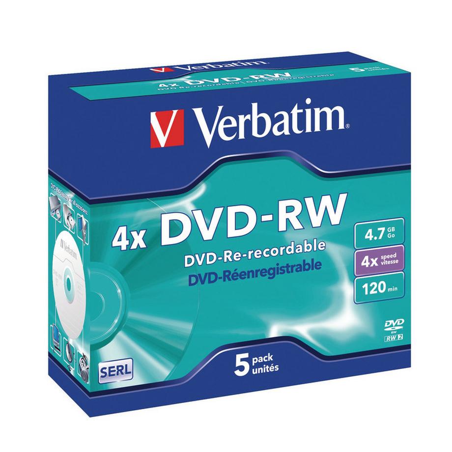 VERBATIM DVD-RW Jewel 4.7GB 43285 1-4x 5 Pcs