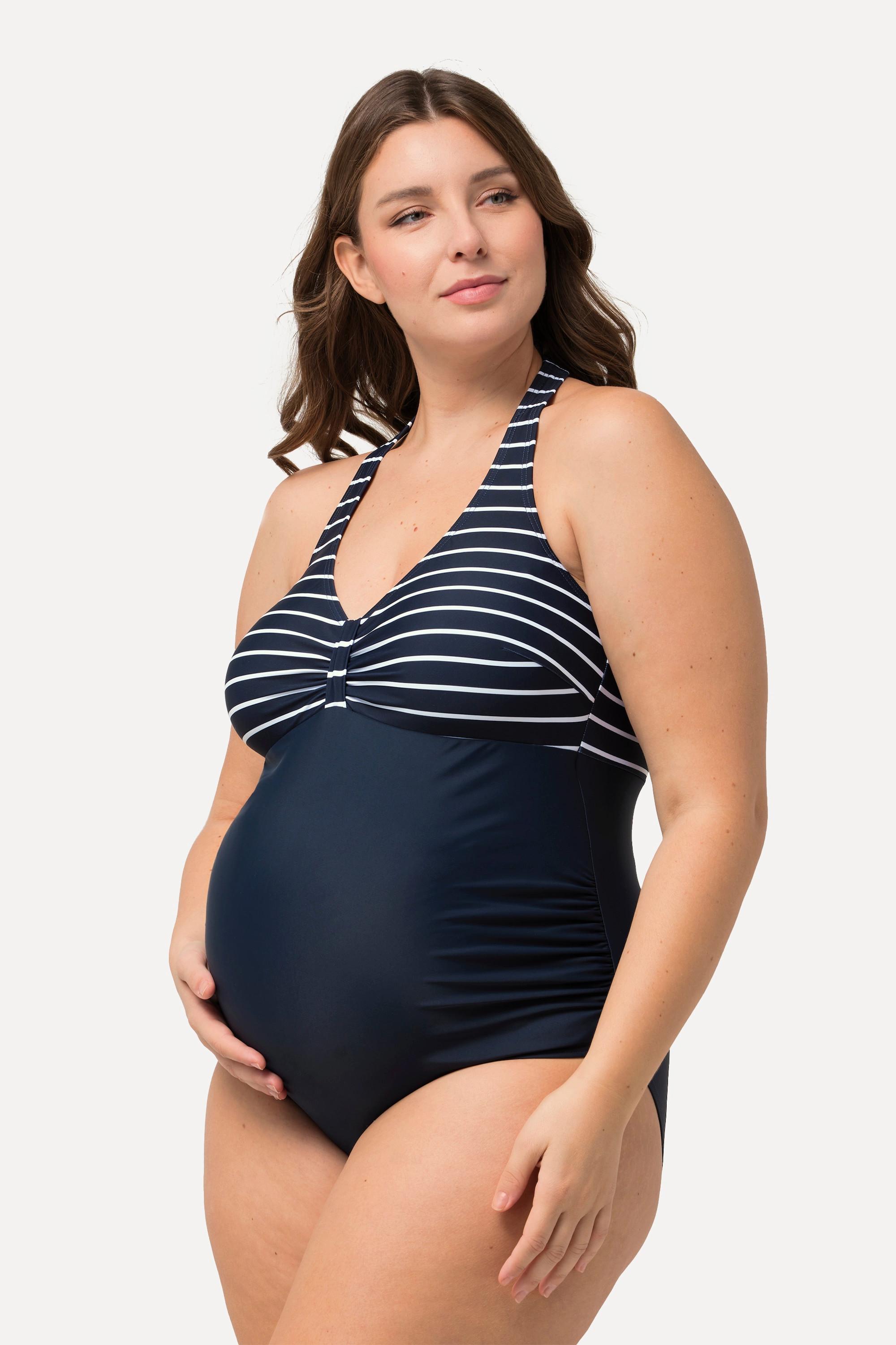 Ulla Popken Bellieva Maillot de Bain de Maternité Rayé Bonnets Souples  