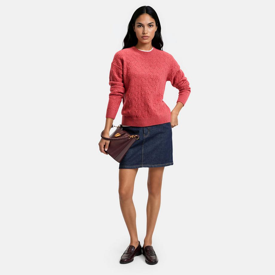 La Redoute Collections Pull col rond en maille torsadée ajourée  