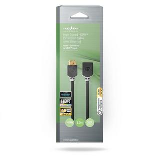 Nedis  Câble HDMI™ haute vitesse avec Ethernet | HDMI™ Contact | HDMI™ Hona | 4K@60Hz | ARC | 18 Gbps | 3,00 m | Rond | PVC | Antracit | Låda 