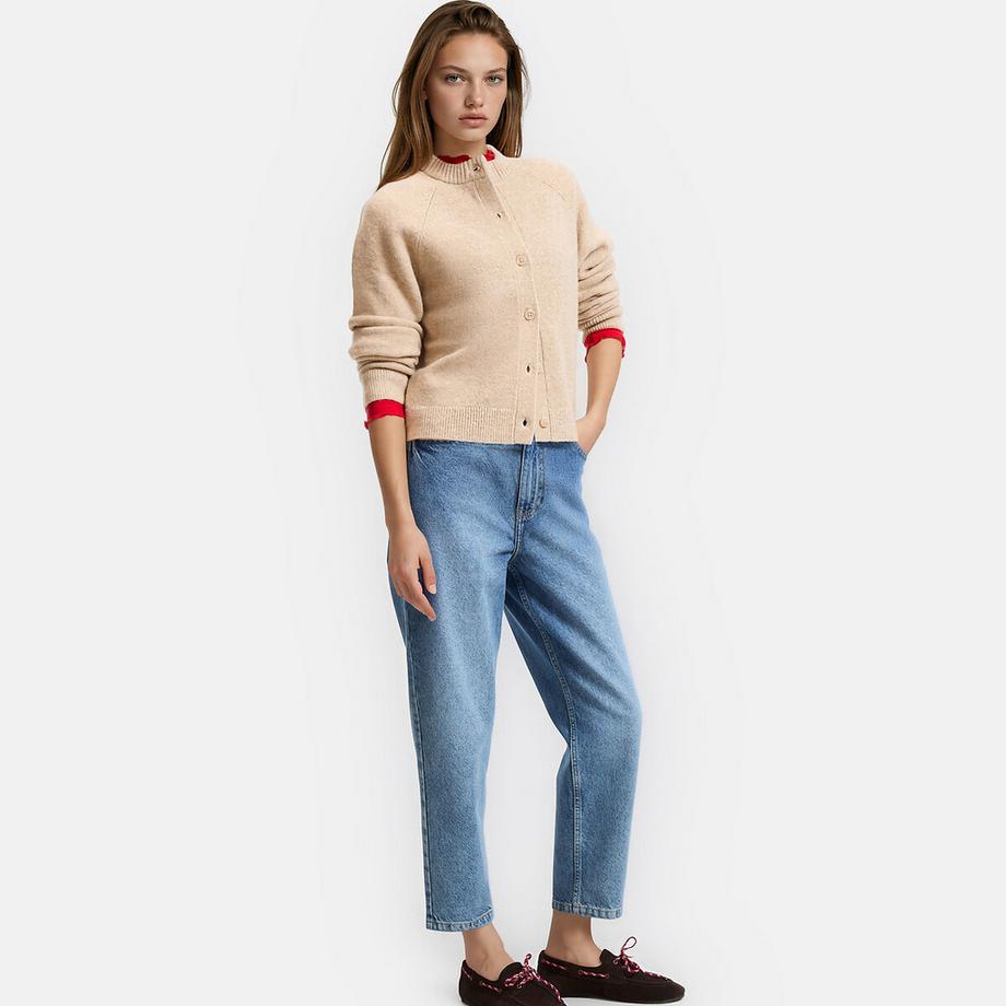 La Redoute Collections Gilet col rond en maille mousseuse  