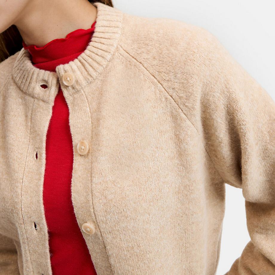 La Redoute Collections Gilet col rond en maille mousseuse  