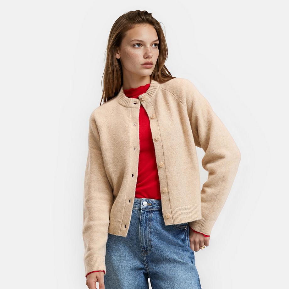 Gilet col rond en maille mousseuse