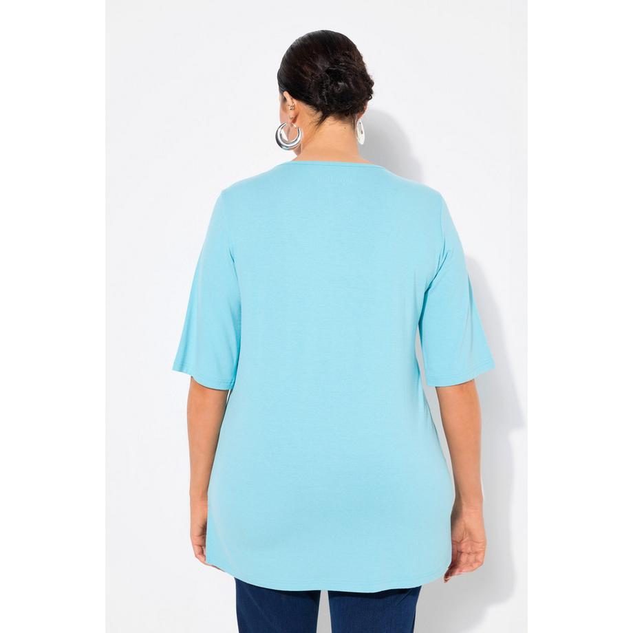 Ulla Popken T-shirt doublé devant col V manches courtes  