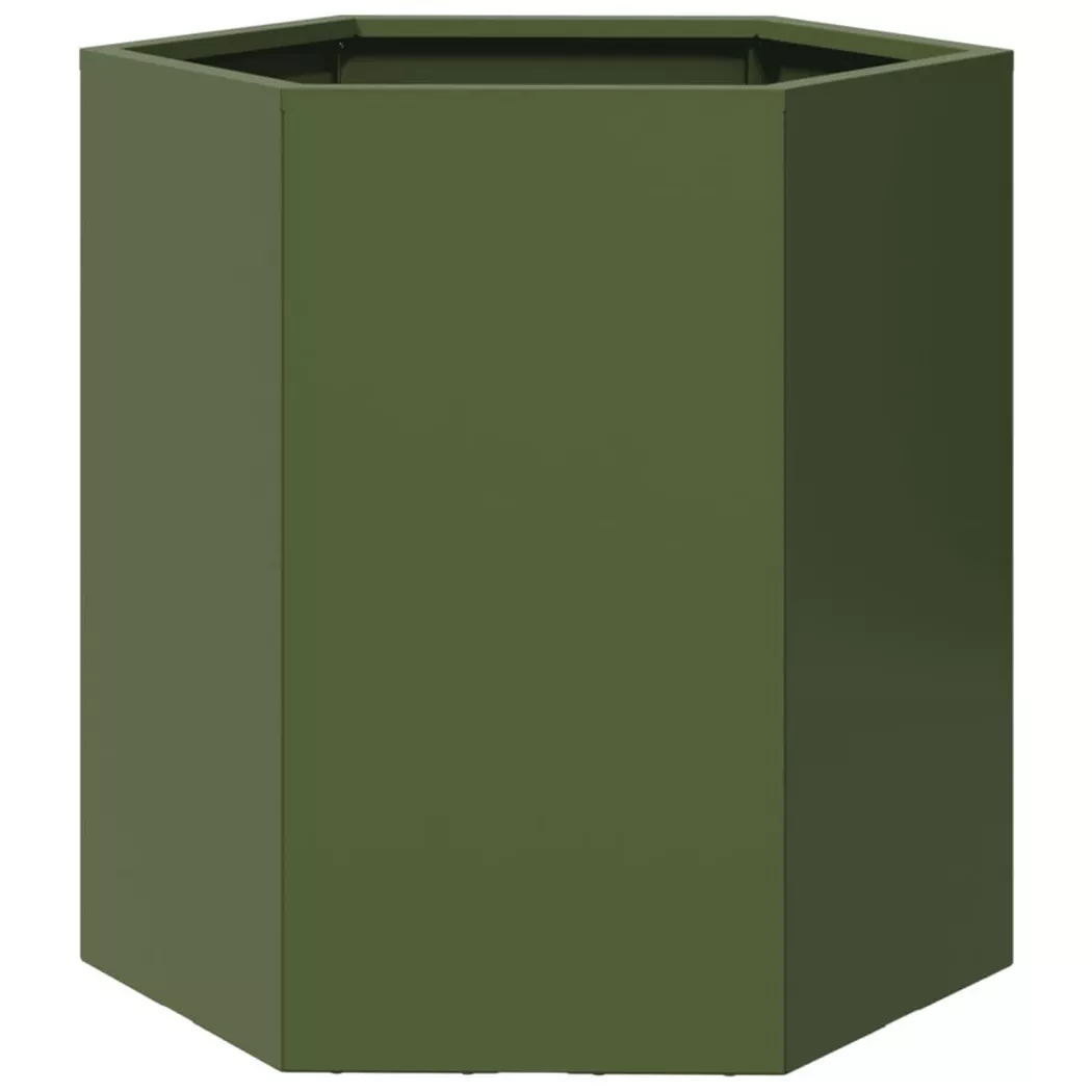 Vidaxl - Jardinière vert olive hexagone 46x40x45 cm acier