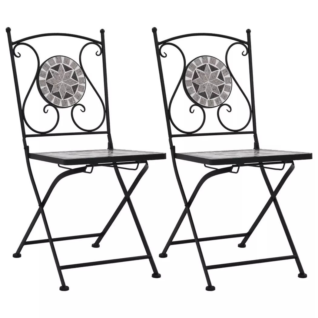 Chaises de bistrot mosaïque lot de 2 Gris Vidaxl