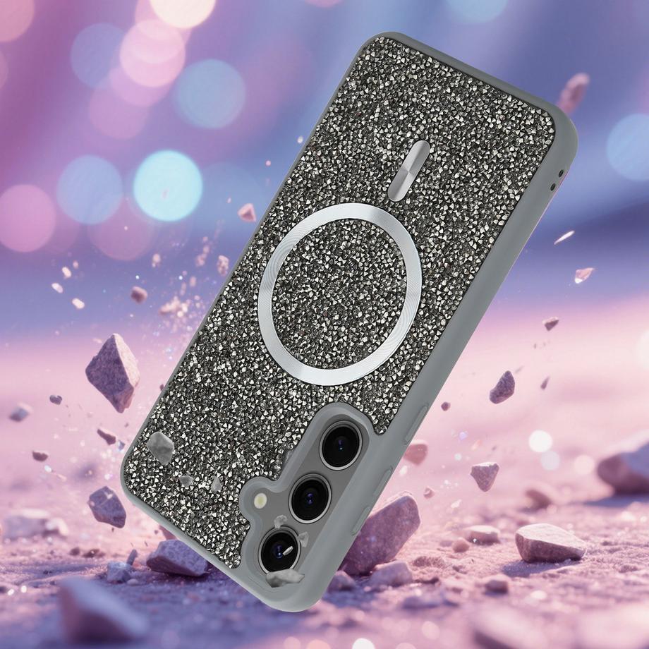Cadorabo  Samsung Galaxy S24 PLUS Hülle kompatibel mit MagSafe Glitzer Diamant Design 