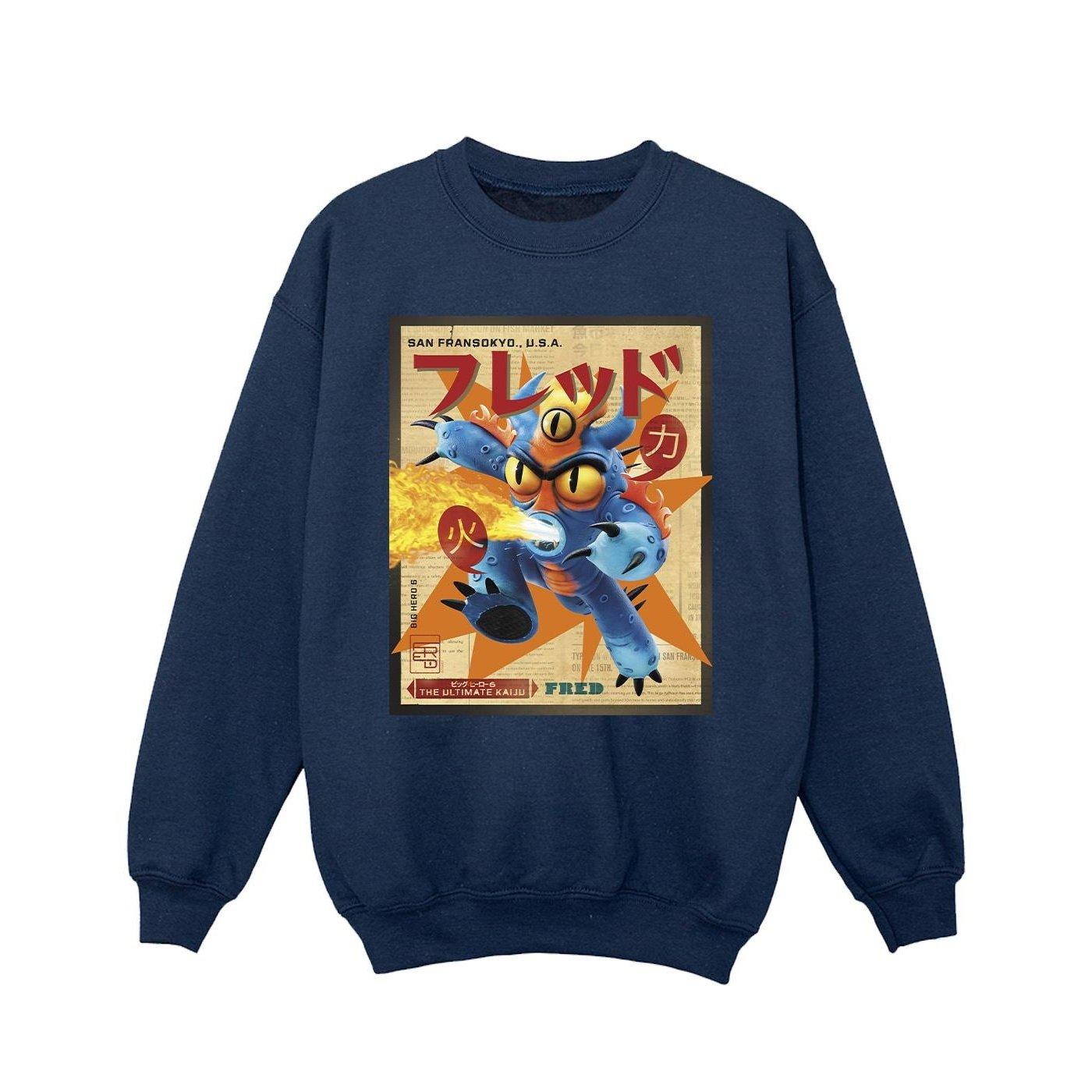 Disney  Big Hero 6 Baymax Fred Newspaper Sweatshirt 