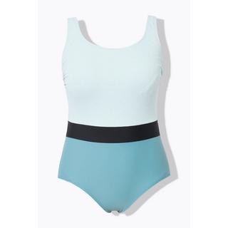 Ulla Popken Glitzer Colorblock Badeanzug ohne Softcups Recycelt  