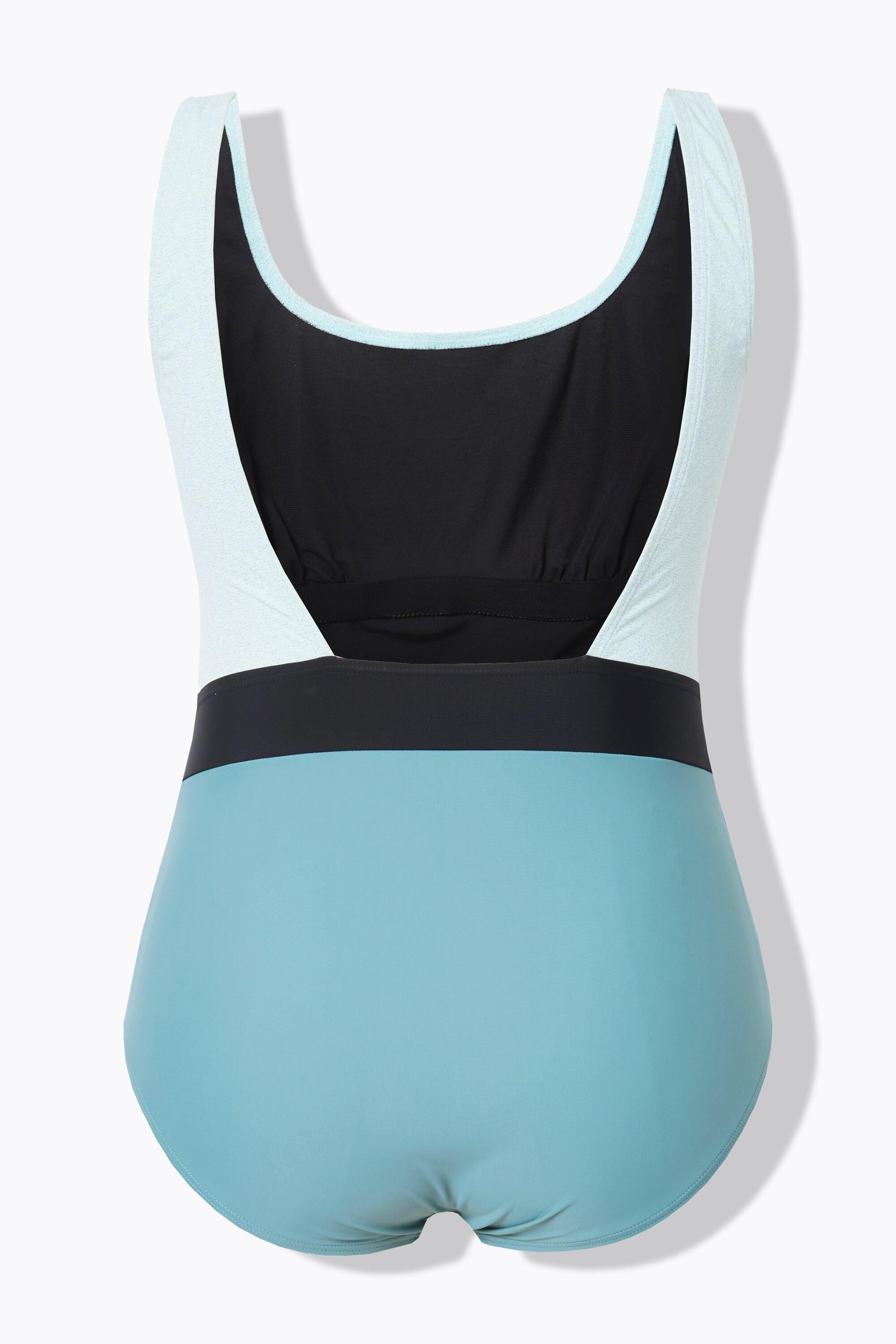 Ulla Popken Glitzer Colorblock Badeanzug ohne Softcups Recycelt  