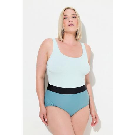 Ulla Popken Glitzer Colorblock Badeanzug ohne Softcups Recycelt  