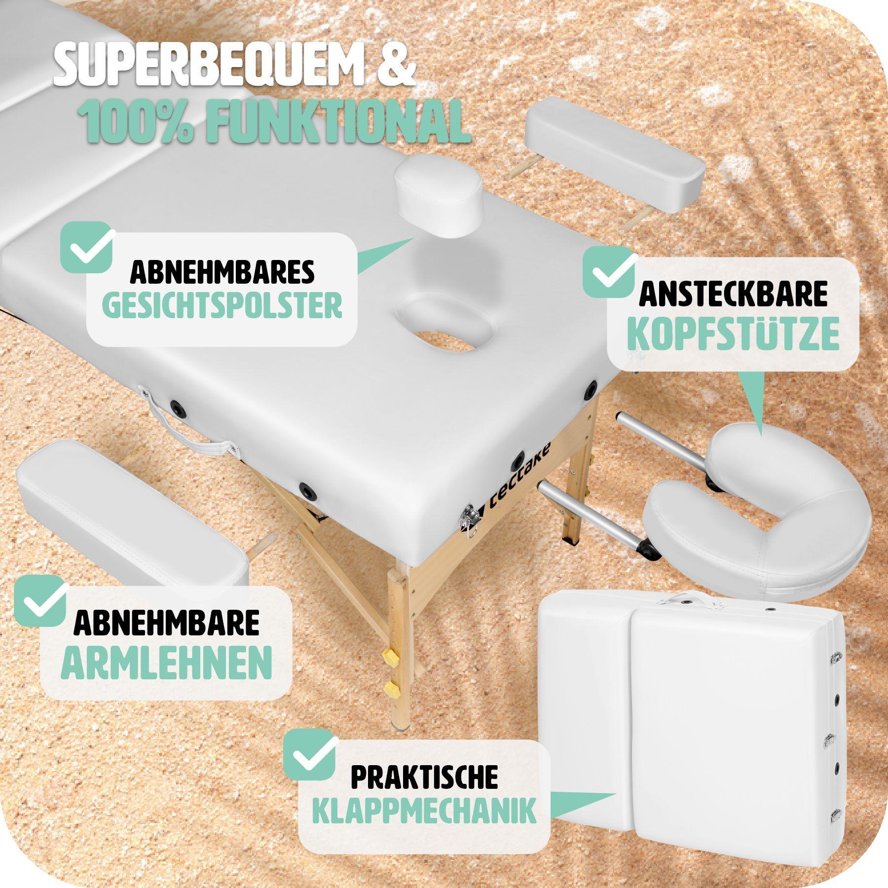 Tectake 3 Zonen Massageliege Somwang mit 7,5cm Polsterung und Holzgestell  