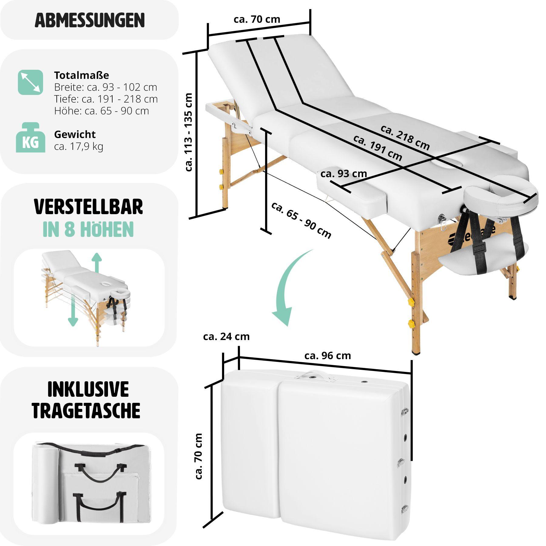 Tectake 3 Zonen Massageliege Somwang mit 7,5cm Polsterung und Holzgestell  
