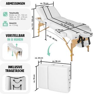Tectake 3 Zonen Massageliege Somwang mit 7,5cm Polsterung und Holzgestell  