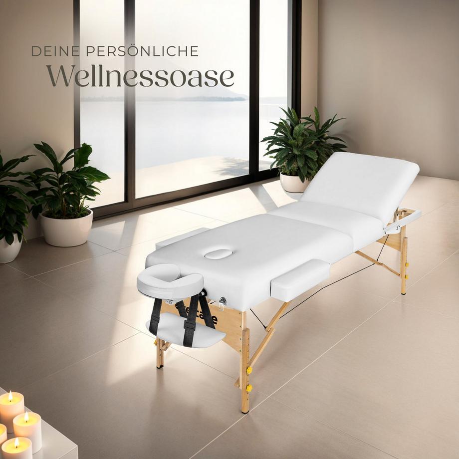 Tectake Table de massage portable pliante à 3 zones SOMWANG largeur 70 cm, rembourrage 7,5 cm  