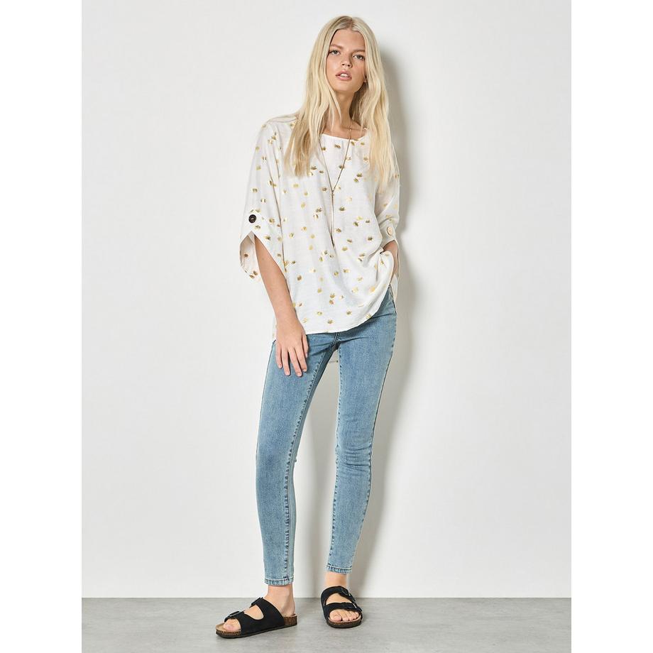 APRICOT Oversize Oberteil mit goldenem Fächerprint  