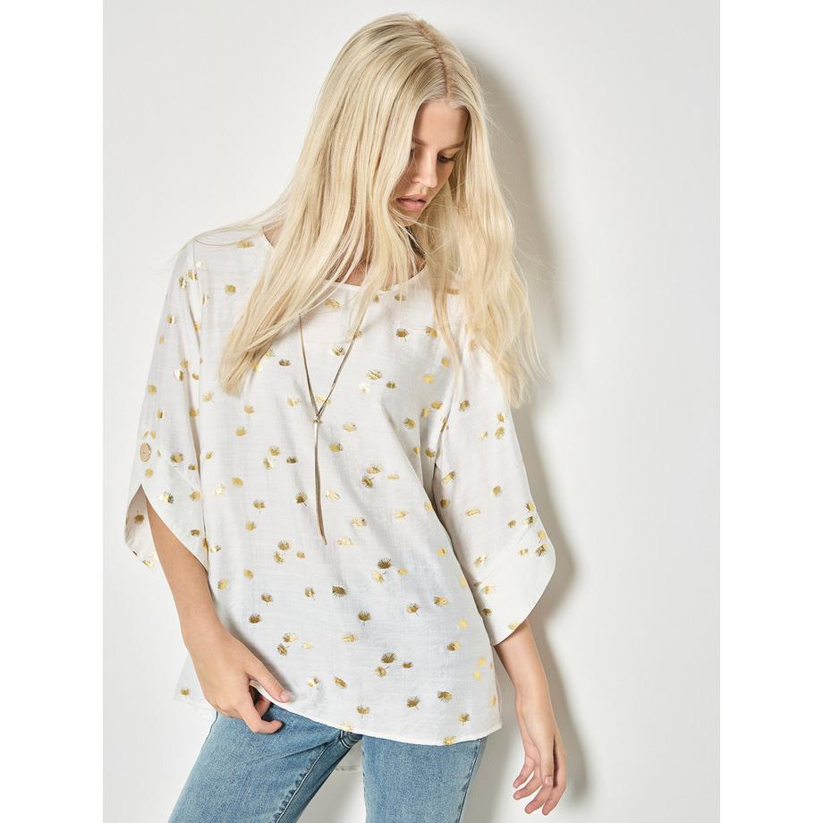 Oversize-Oberteil mit goldenem Fächerprint