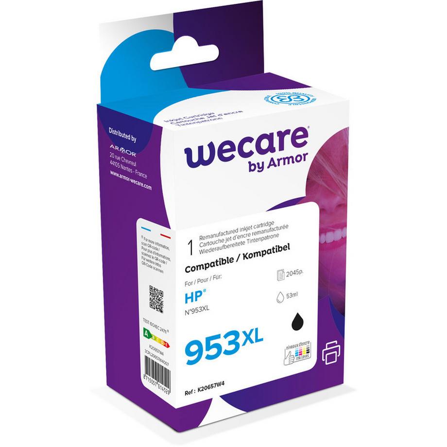 WECARE Tinte 953XL rebuilt schwarz L0S70AEWE z.HP OJ Pro 8710 53ml