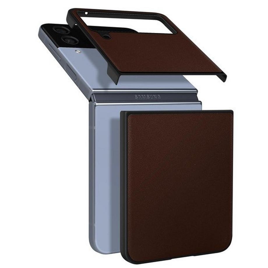Avizar  Coque Samsung Z Flip 4 Cuir Marron 