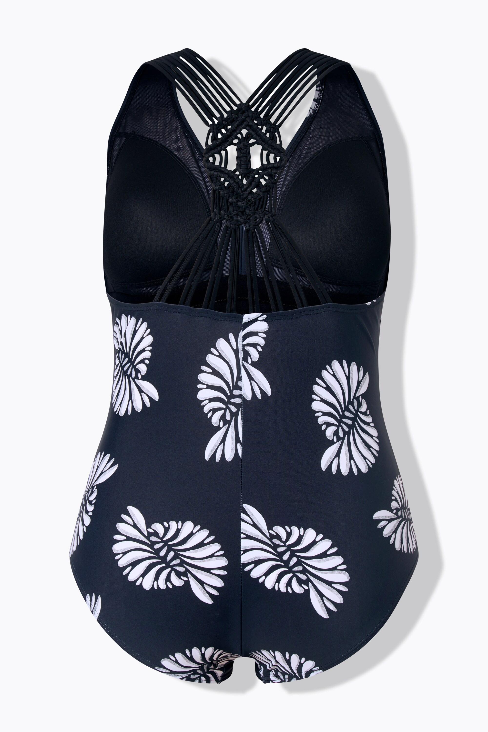 Ulla Popken Badeanzug Makramee Einsatz Softcups Recycelt  