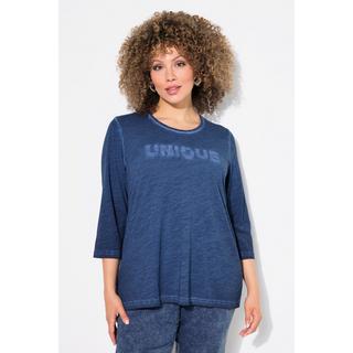 Ulla Popken  T-shirt message brodé, collection Classic, col rond et manches longues 