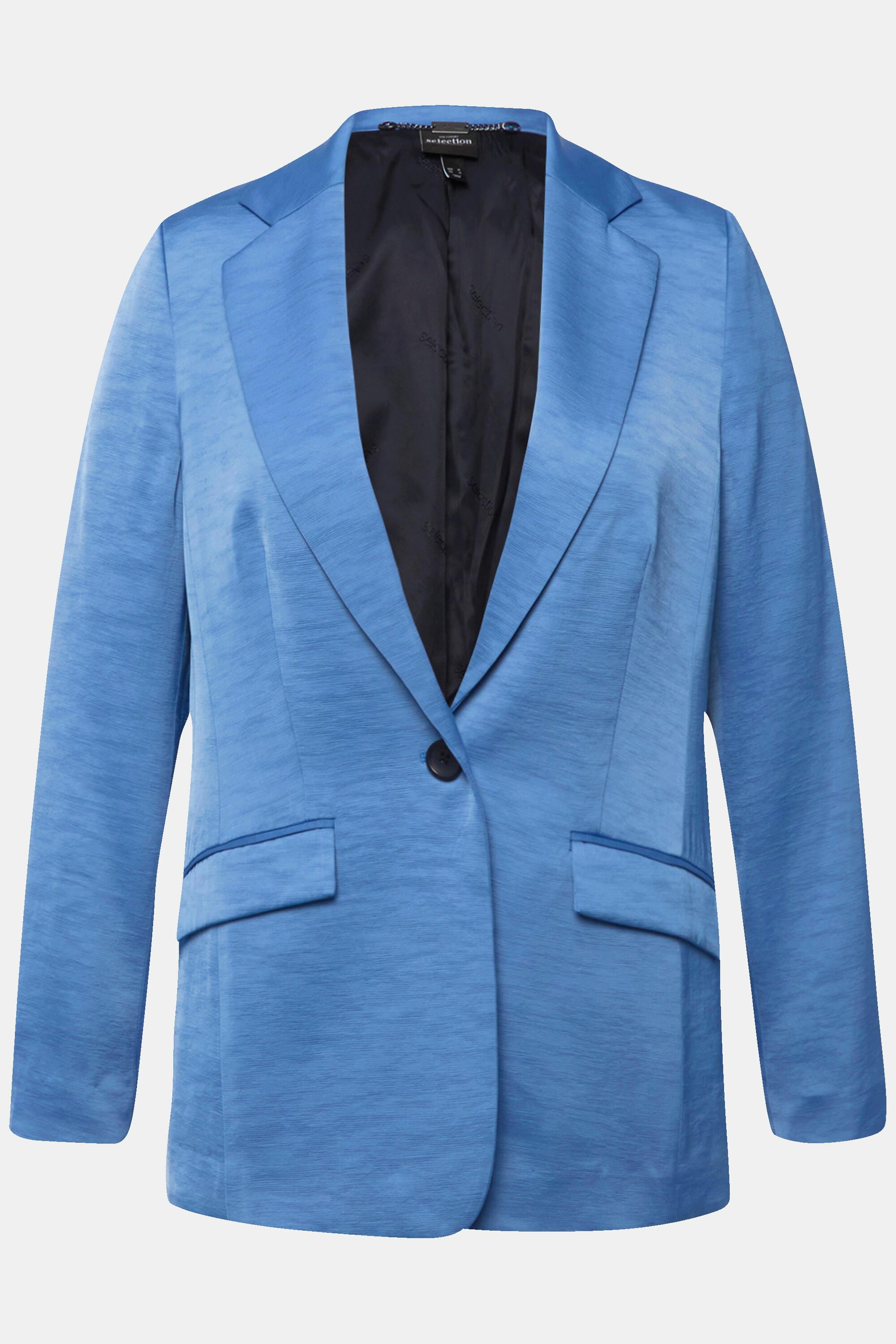 Ulla Popken  Blazer en tissu texturé avec col à revers, fermeture à bouton 