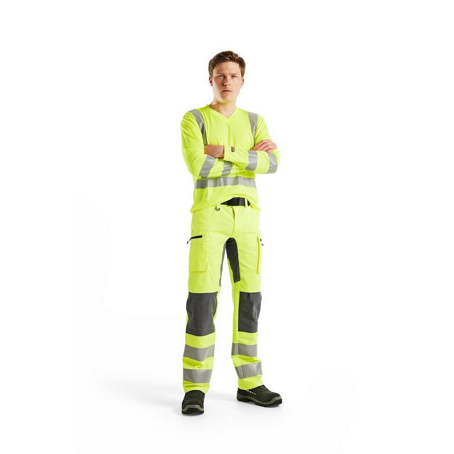 Blaklader T-shirt Maniche Lunghe Alta Visibilità Scollo a V  