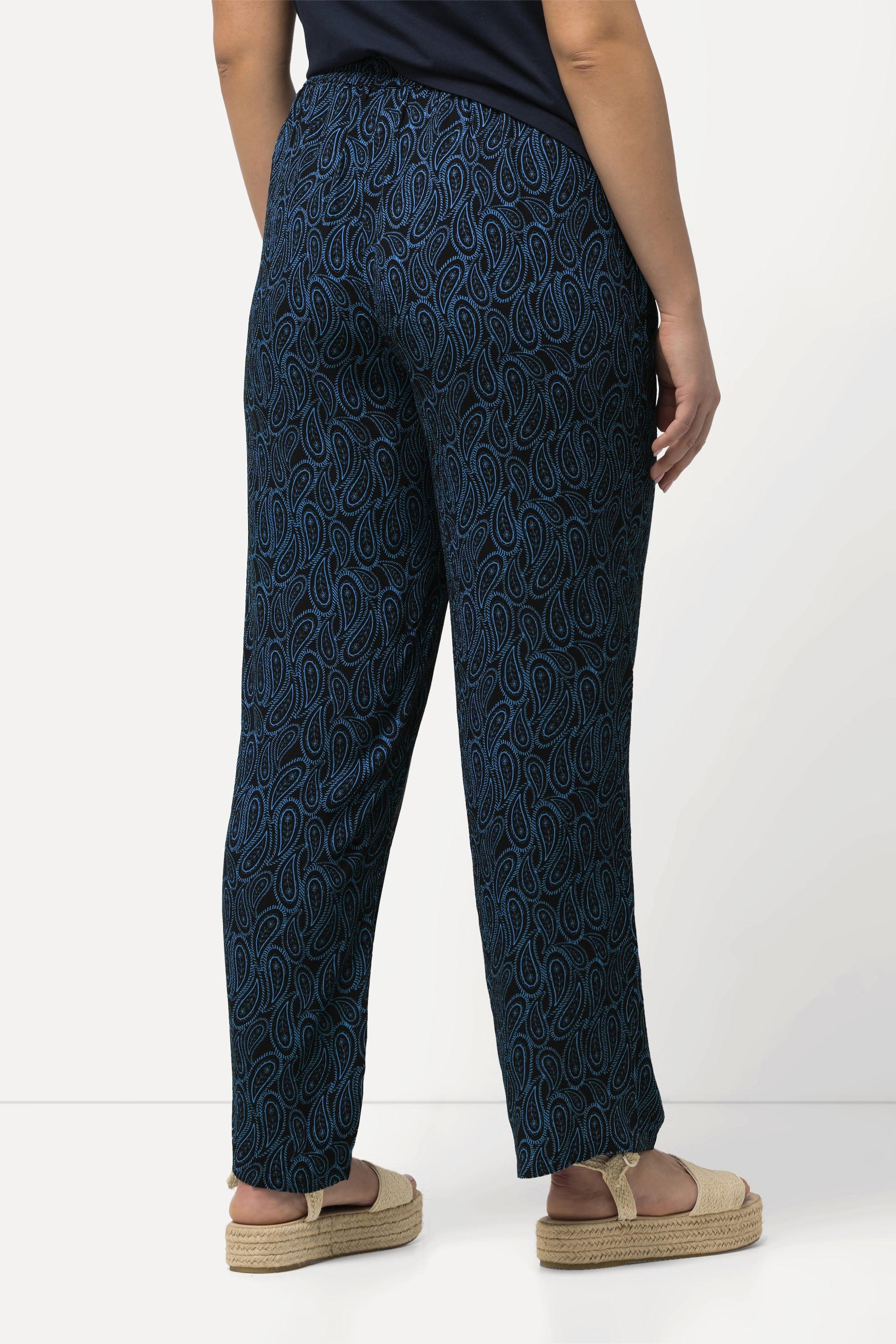 Ulla Popken  Pantaloni modello Rose con fantasia e cintura elastica 