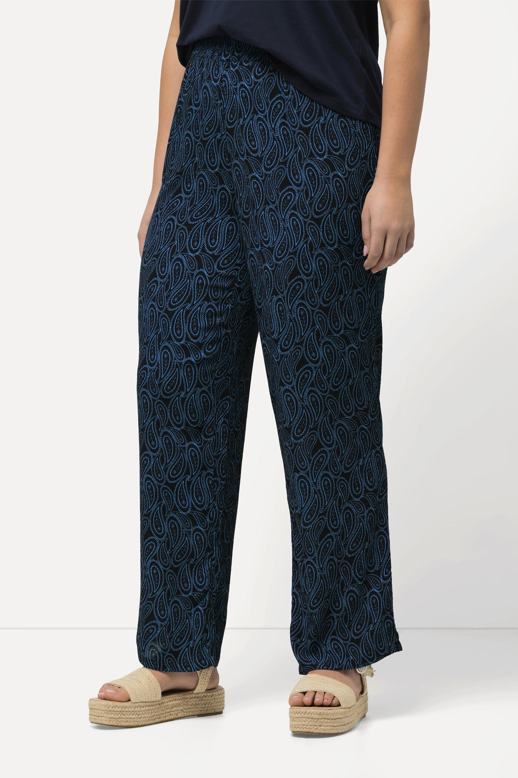 Ulla Popken  Pantalon à enfiler Rose à motif et taille élastique 