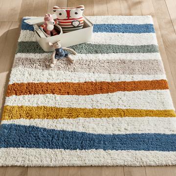 Tapis enfant rayé en coton bio