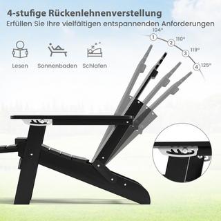 B2X Chaise Adirondack pliante avec repose-pieds et dossier réglable, chaise de jardin avec porte-gobelet, noir  