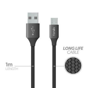 Câble de charge et de données Fonex 12W Micro USB 1 m noir