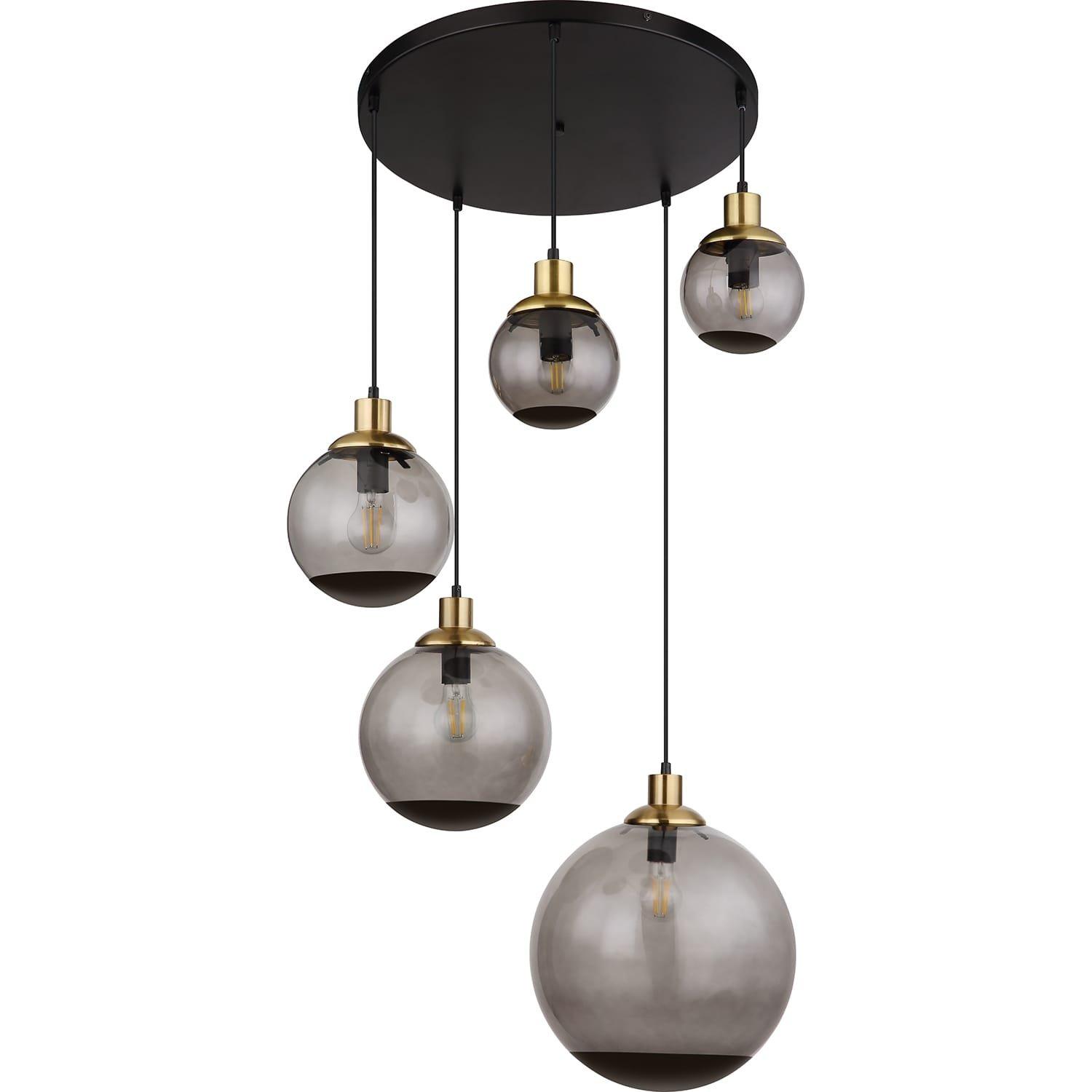 mutoni Lampada a sospensione Potter in metallo nero opaco 5xE27  