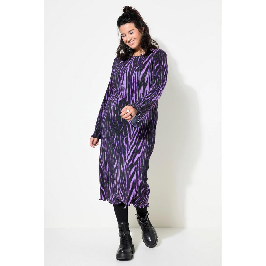 Studio Untold Robe Midi Plissée Slim Shape Imprimé All-over Manches Longues  