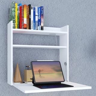 VCM Bureau suspendu pliable en bois Bureau mural Table d'ordinateur Tablette Dralis  