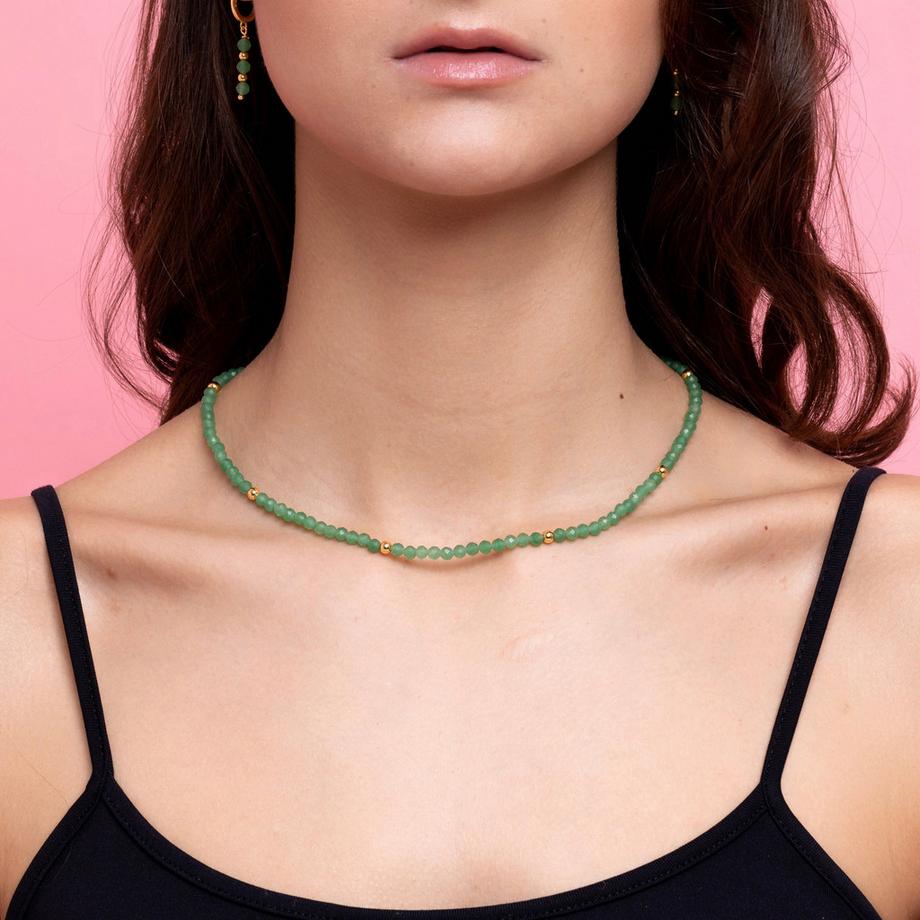 Balibay  Viola  Halskette mit Aventurin & Silber vergoldet 