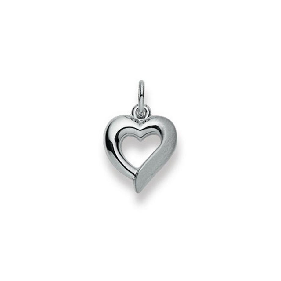 Pendentif coeur or blanc 750, 17x11mm