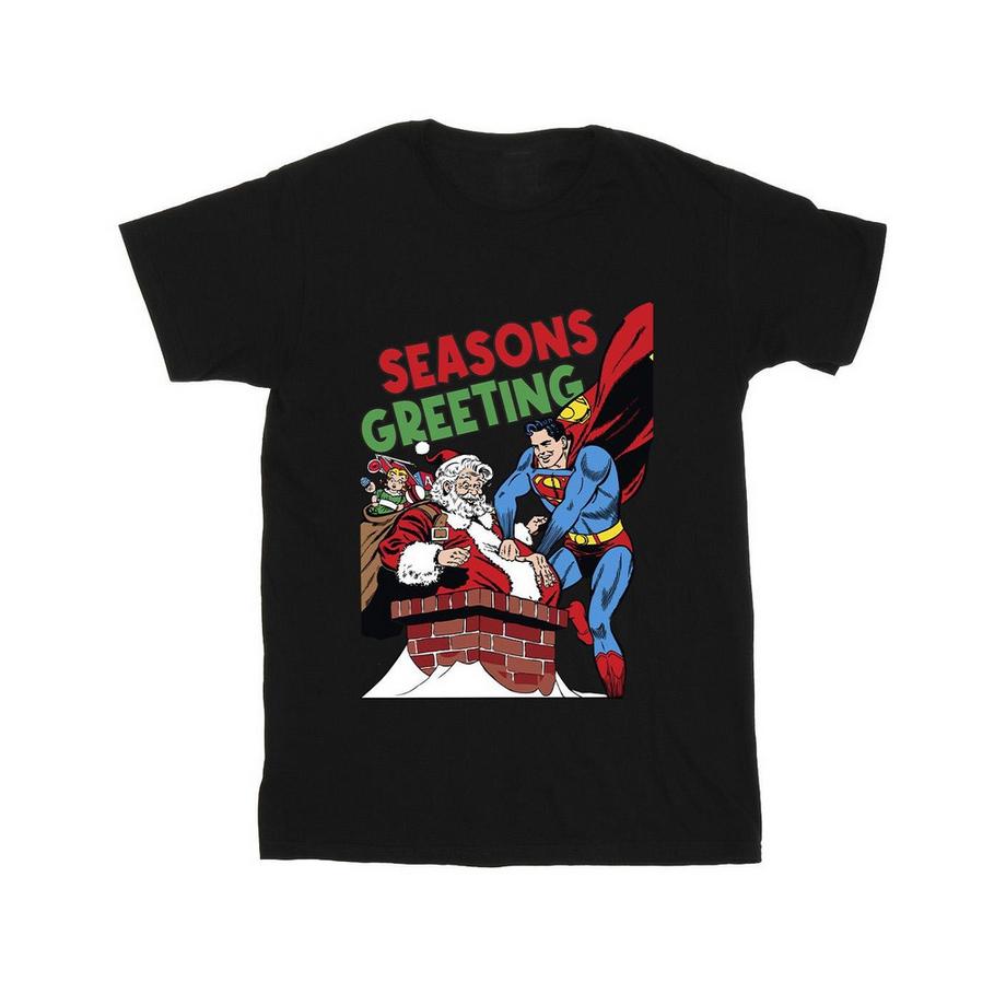 DC COMICS Superman Babbo Natale T-Shirt Stampata  